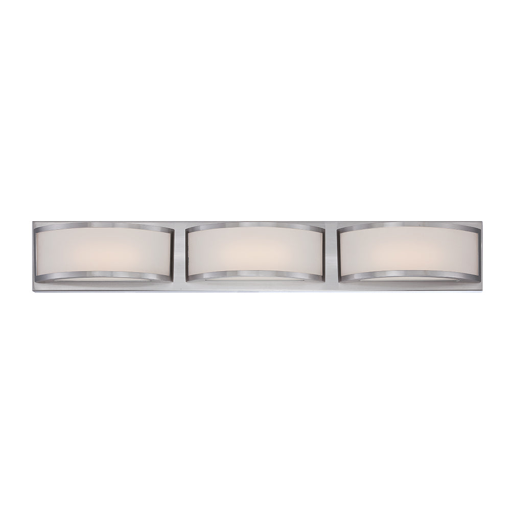 Nuvo Mercer 3-Light LED Vanity Wall Sconce w/ Frosted Glass in Brushed Nickel