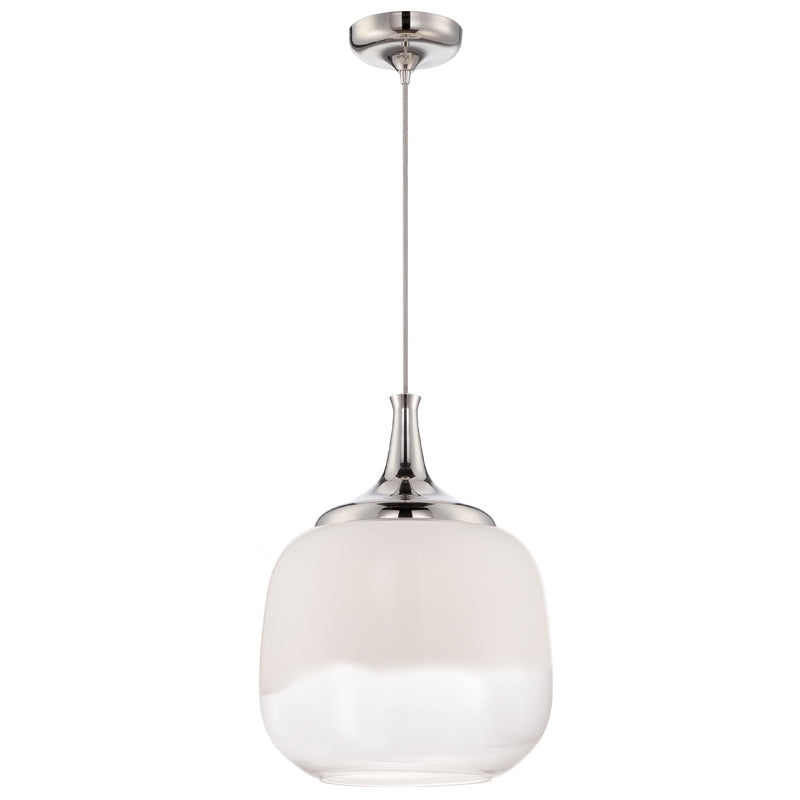 Nuvo Lighting Stellar LED Polished Nickel Finish Pendant w/ White to Clear Glass