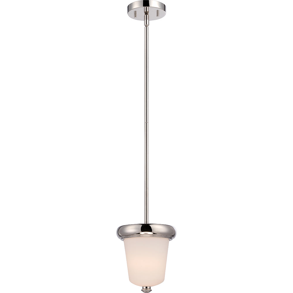 Nuvo Dylan 1-Light LED Mini Pendant w/ Etched Opal Glass in Polished Nickel