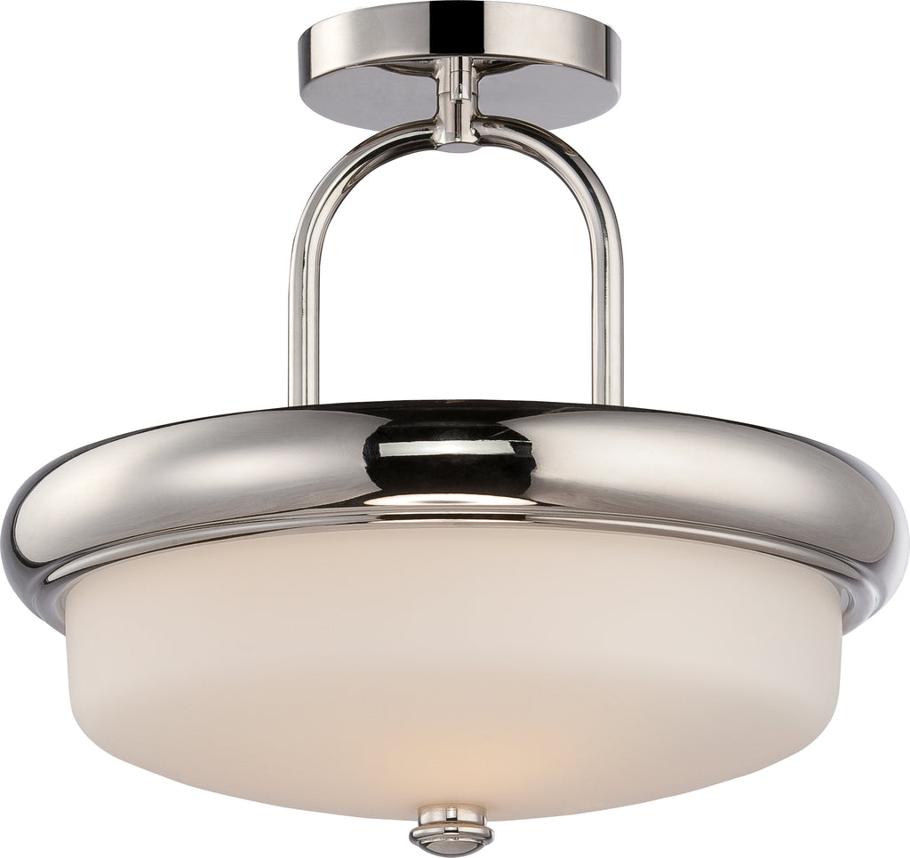 Nuvo Dylan 2-Light Semi Flush w/ Etched Opal Glass in Polished Nickel Finish