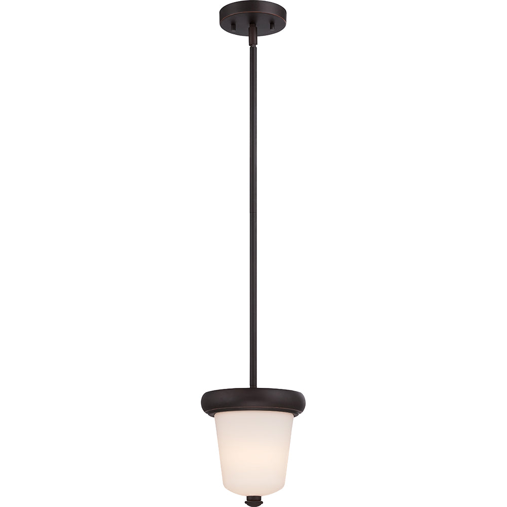 Nuvo Dylan 1-Light LED Mini Pendant w/ Etched Opal Glass in Mahogany Bronze