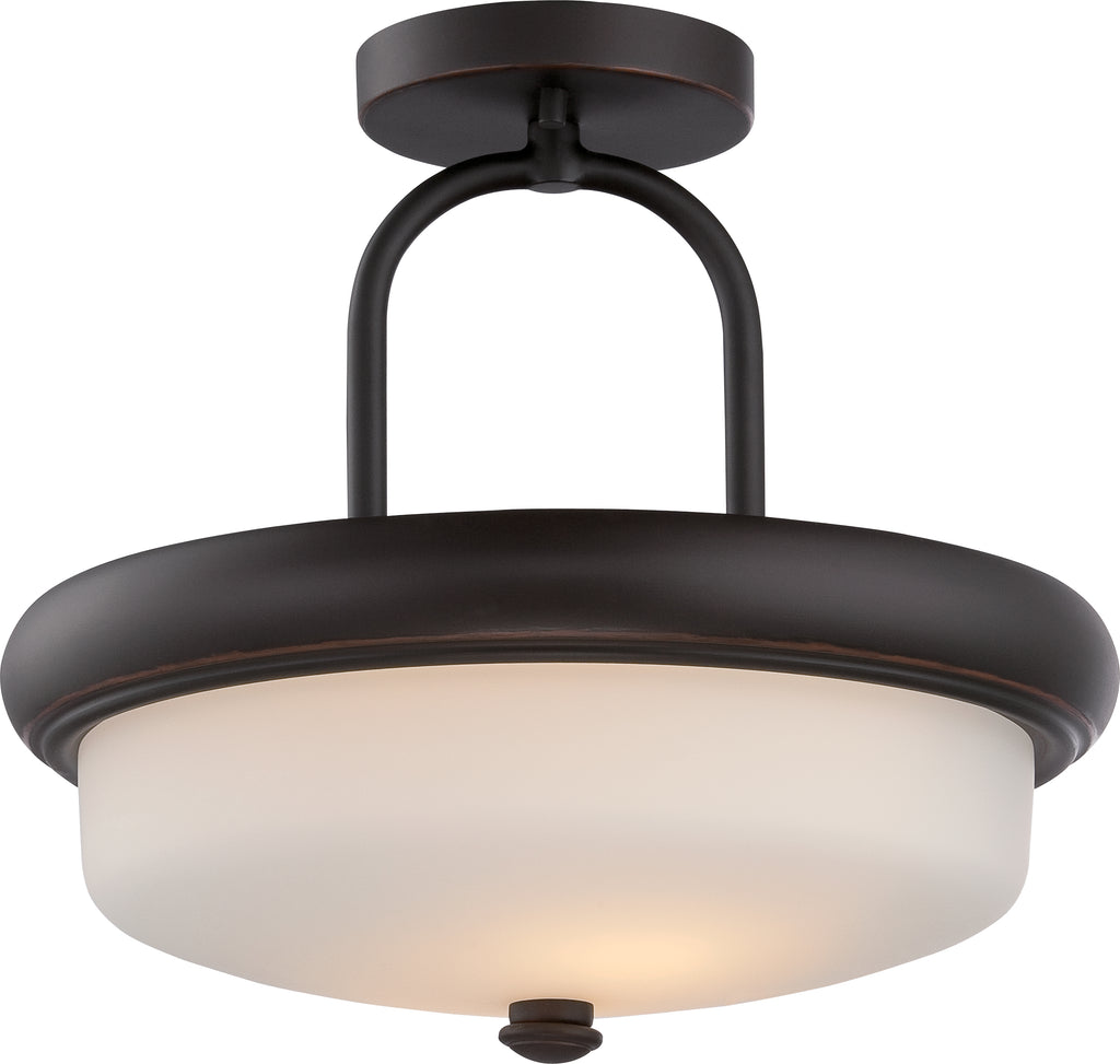 Nuvo Dylan 2-Light Semi Flush w/ Etched Opal Glass in Mahogany Bronze Finish