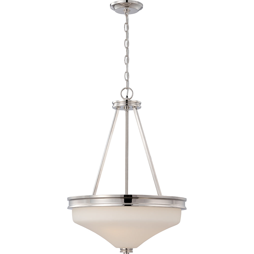 Nuvo Cody 3-Light LED Pendant Light w/ Satin White Glass in Polished Nickel