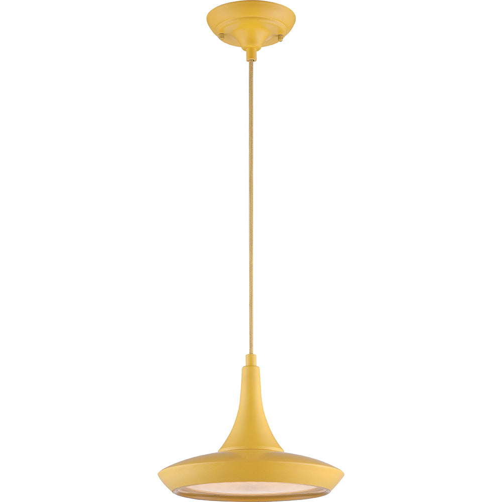 Nuvo Fantom LED Colored Pendant Light w/ Rayon Cord wire in Yellow Finish