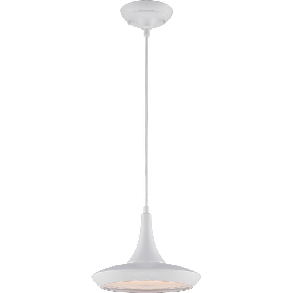 Nuvo Fantom LED Colored Pendant Light w/ Rayon Cord wire in White Finish