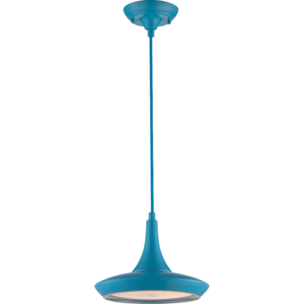 Nuvo Fantom LED Colored Pendant Light w/ Rayon Cord wire in Blue Finish