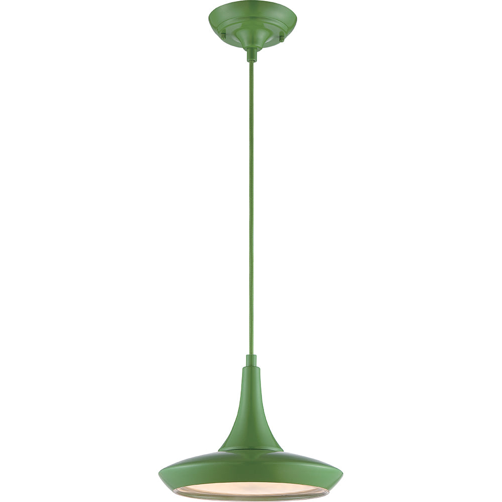 Nuvo Fantom LED Colored Pendant Light w/ Rayon Cord wire in Green Finish