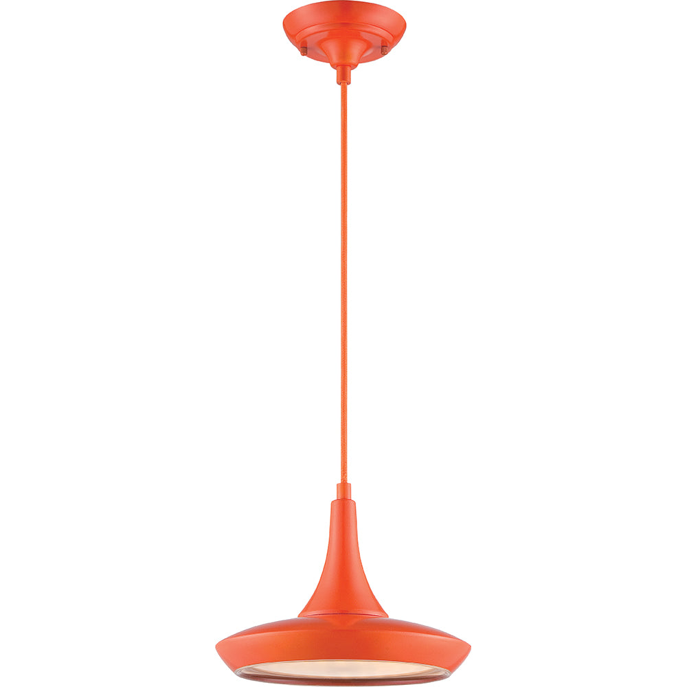 Nuvo Fantom LED Colored Pendant Light w/ Rayon Cord wire in Orange Finish