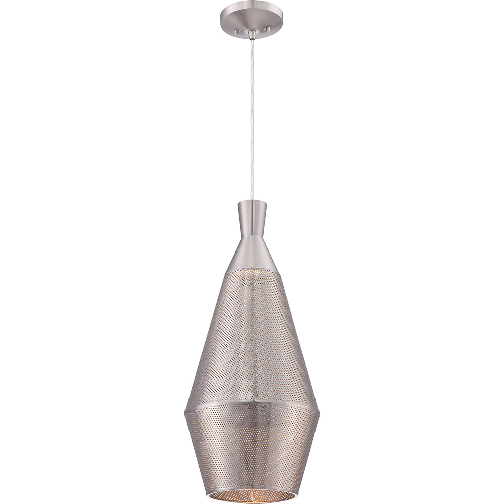 Nuvo Marx 1-Light Metal Pendant w/ 14w LED PAR Lamp Included in Satin Steel