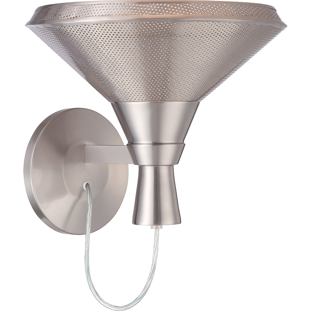 Nuvo Luger 1-Light Metal Wall Sconce w/ 14w LED PAR Lamp Included in Satin Steel