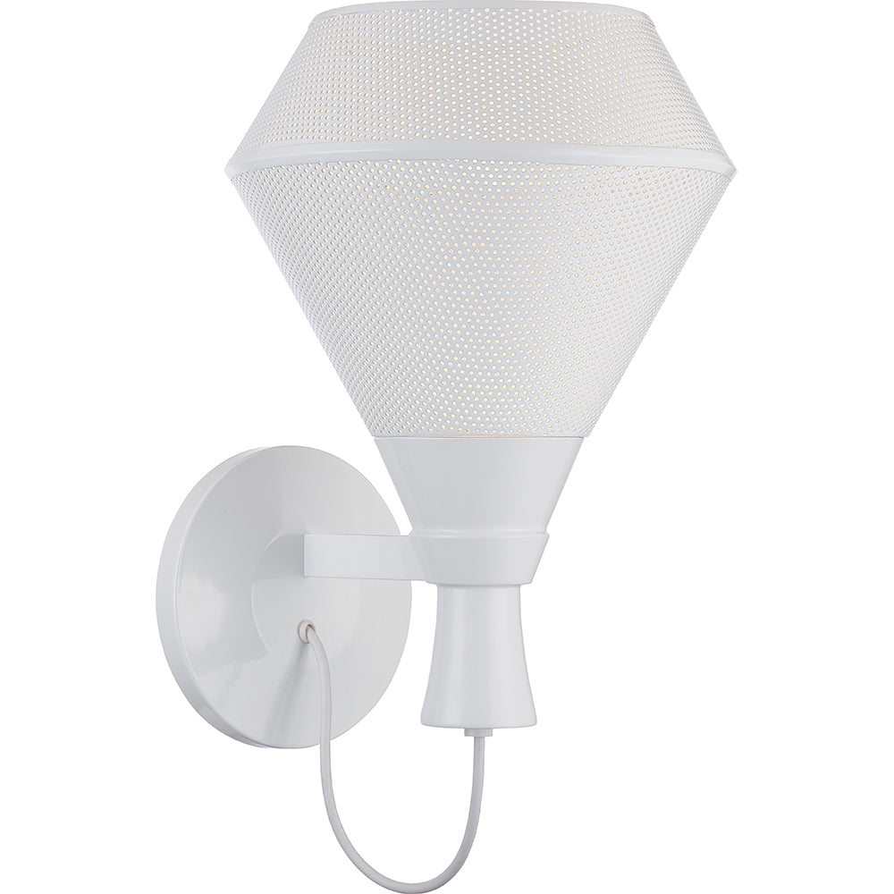 Nuvo Jake 1-Light Perforated Metal Shade Wall Sconce in Glacier White Finish