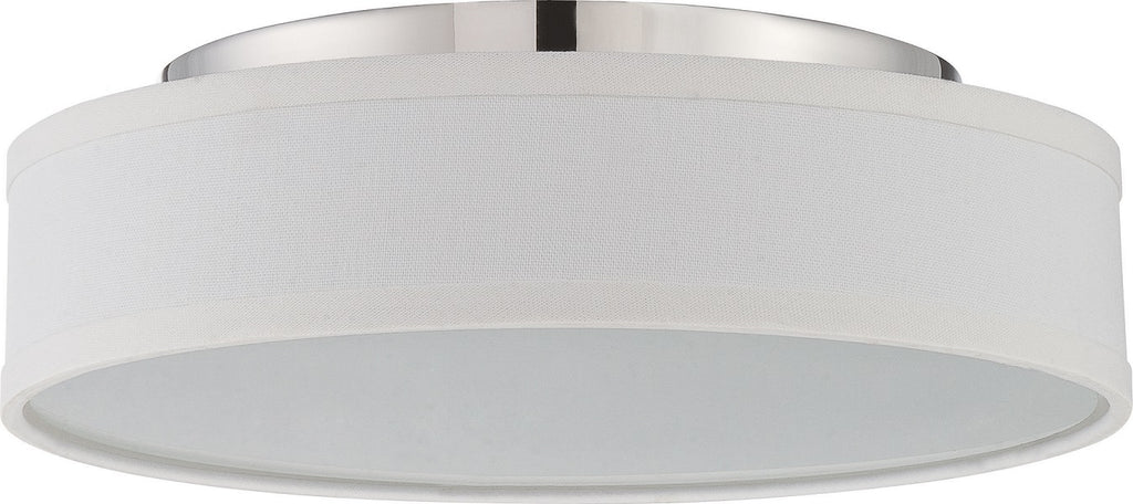 Nuvo Heather 13" LED Ceiling Flush w/ White Linen Shade in Polished Nickel