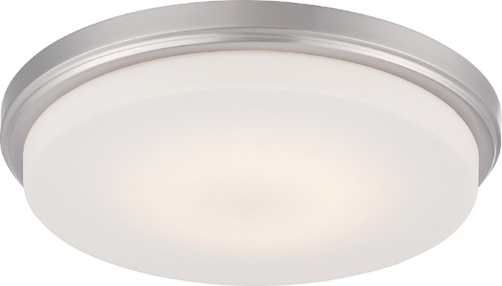 Nuvo Dale 18w 13" LED Flush Fixture w/ Opal Frosted Glass in Brushed Nickel