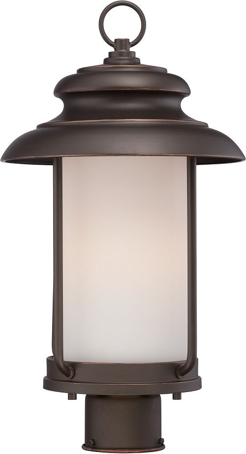 Nuvo 10 inch Bethany LED Outdoor Post Bronze Light with Satin White Glass