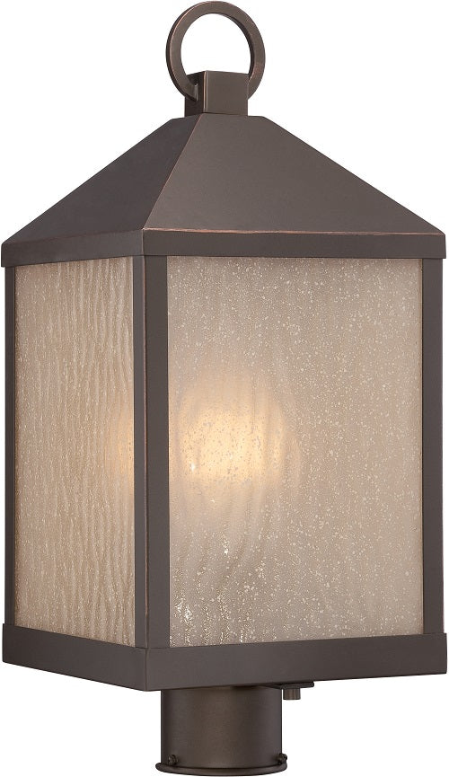 Nuvo 8.5 inch Haven LED Outdoor Post Bronze Light Pendant Sanded Tea Stain Glass