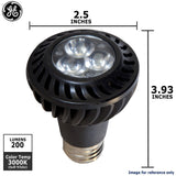 GE 7w PAR20 LED Bulb Warm White Narrow Flood 200Lm Black lamp - BulbAmerica