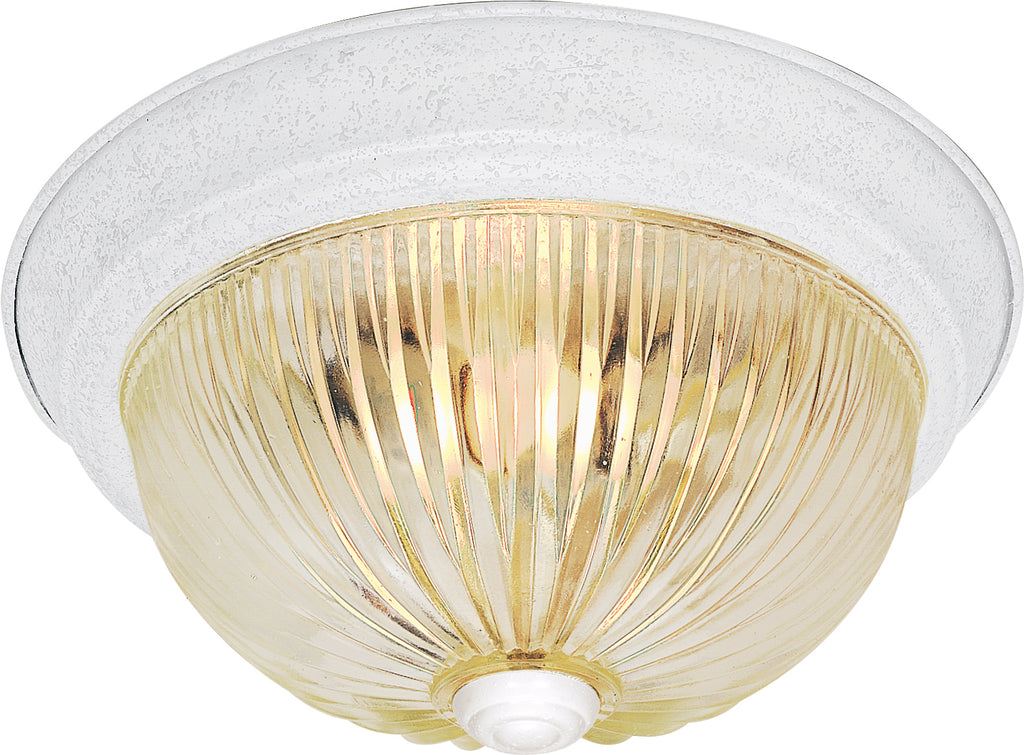 Nuvo 2-Light 11" Flush Mount w/ Clear Ribbed Glass in Textured White Finish