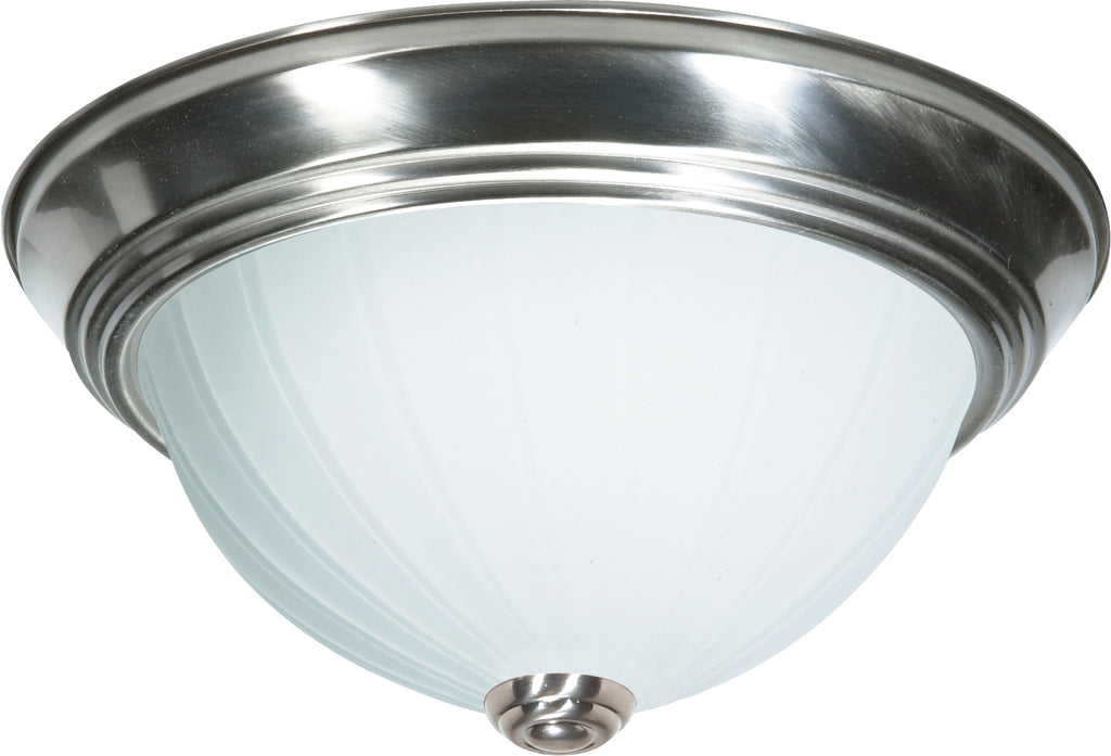 Nuvo 2-Light 13" Flush Mount w/ Frosted Melon Glass in Brushed Nickel Finish