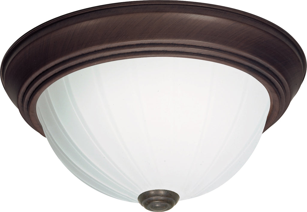 Nuvo 2-Light 13" Flush Mount w/ Frosted Melon Glass in Old Bronze Finish