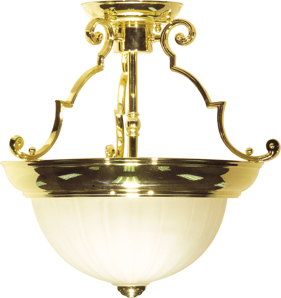 2-Light 13" Flush Mounted Light Fixture in Polished Brass Finish