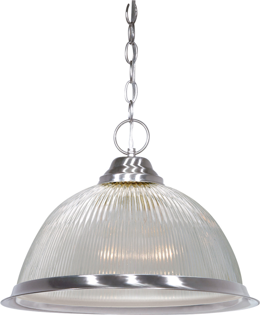 Nuvo 1-Light 15" Brushed Nickel Pendant Light Fixture w/ Clear Prismatic Dome
