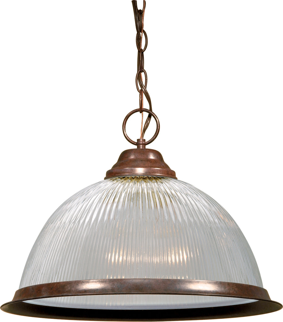 Nuvo 1-Light 15" Pendant Light w/ Clear Prismatic Dome in Old Bronze Finish