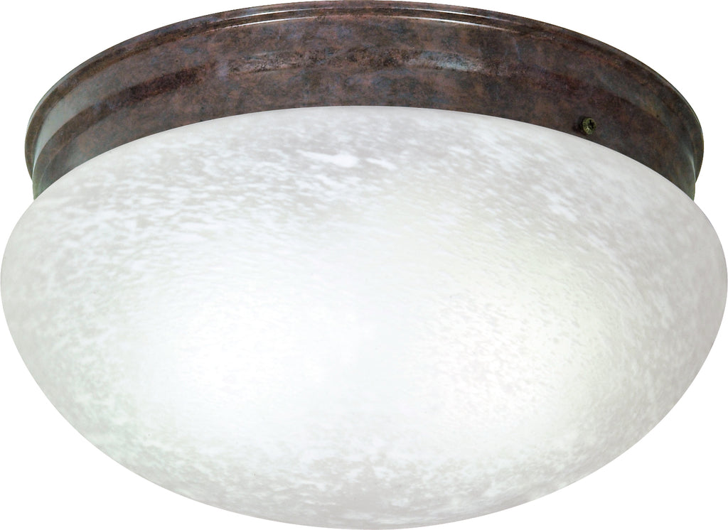 2-Light Flush Mounted Close-to-Ceiling Light Fixture in Old Bronze Finish
