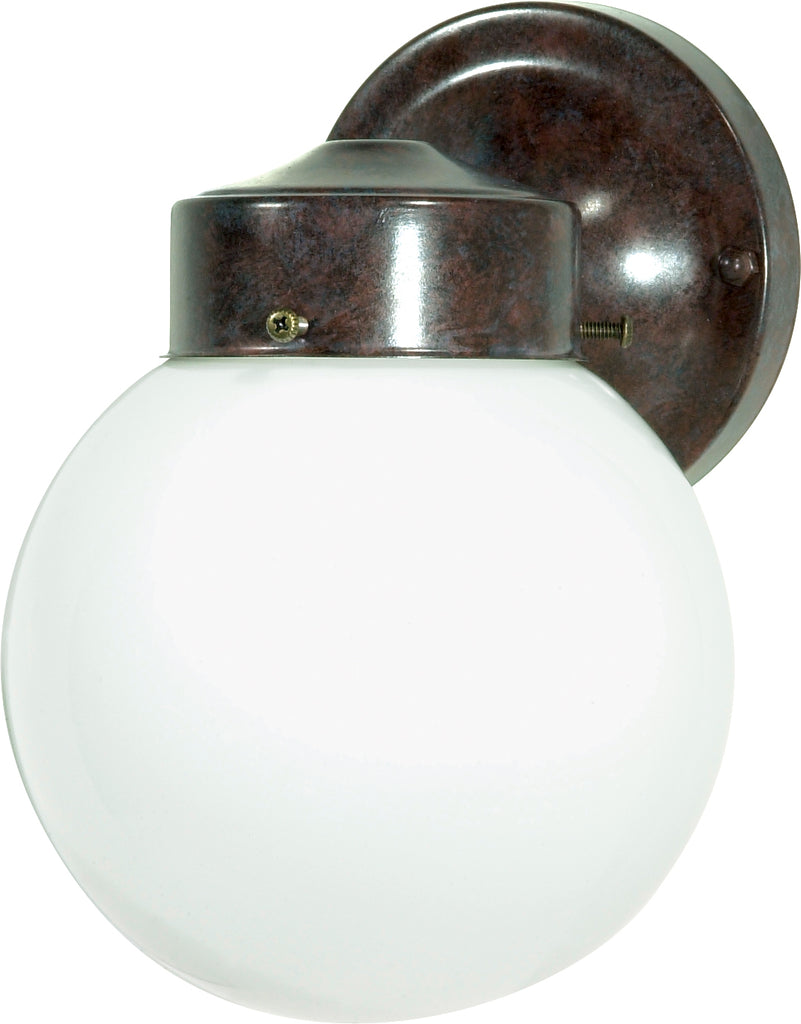 Nuvo 1-Light 60w 6" Porch Wall Mason Jar w/ White Globe in Old Bronze Finish