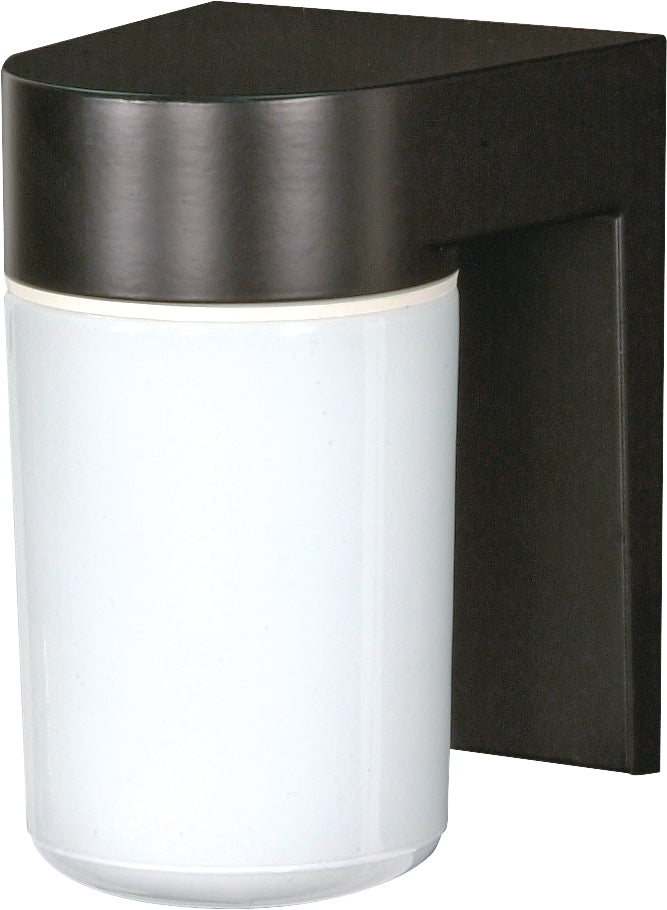 Nuvo 1-Light 6.8" Outdoor Wall Light w/ White Glass Cylinder in Black Finish