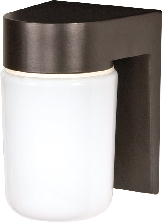 Nuvo 1-Light 6.8" Outdoor Wall Light w/ White Glass Cylinder in Bronzotic Finish