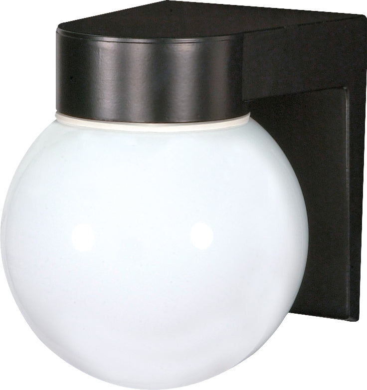 Nuvo 1-Light 8" Outdoor Wall Light w/ White Glass Globe in Black Finish