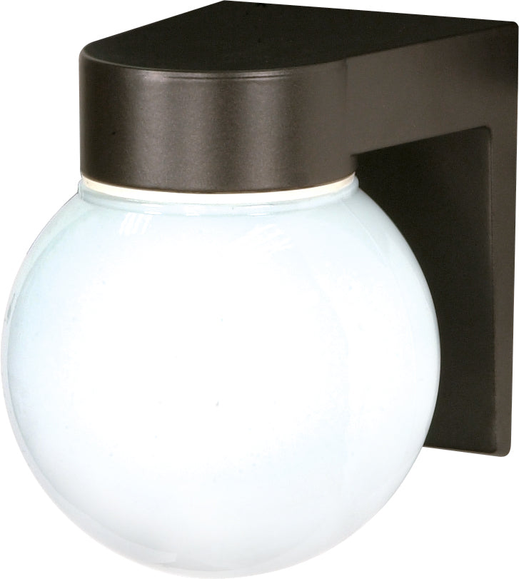 Nuvo 1-Light 8" Outdoor Wall Light w/ White Glass Globe in Bronzotic Finish