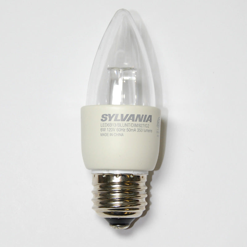 SYLVANIA Candelabra Dimmable LED 6w 2700k Blunt Tip E26 Bulb - 40w equiv.