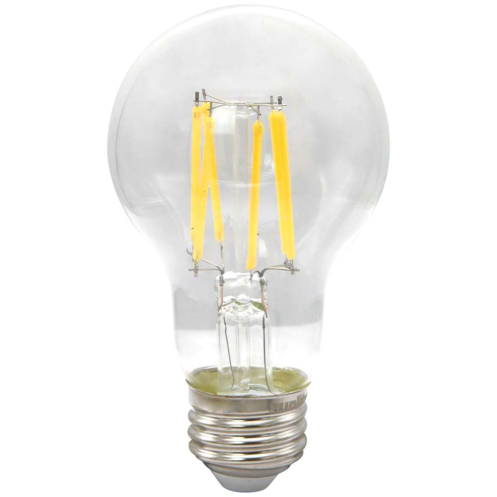 Sunlite 5.5w A19 LED Bulb Clear 600Lm Dimmable 3000K Natural White 120v