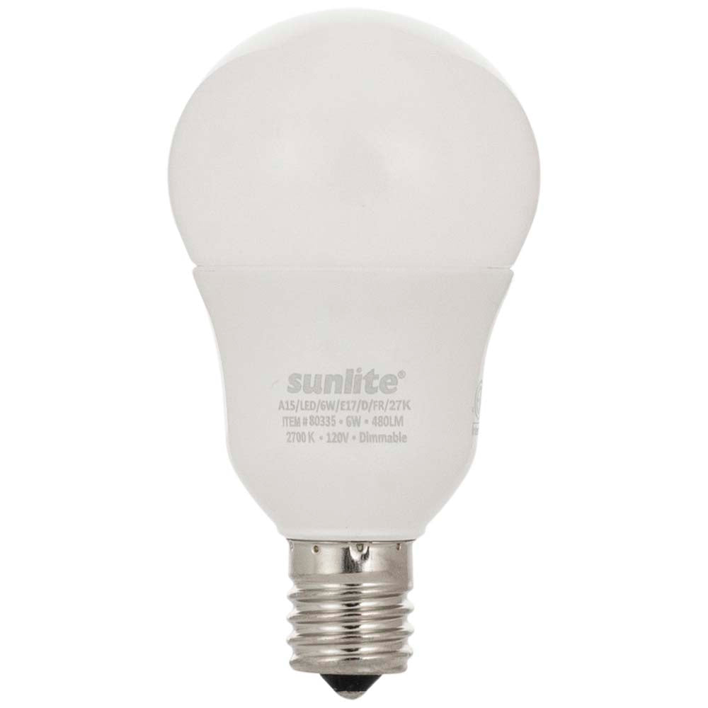 Sunlite 6w 120v LED A15 Ceiling Fan E17 Base 2700K Bulb - 40W Equiv