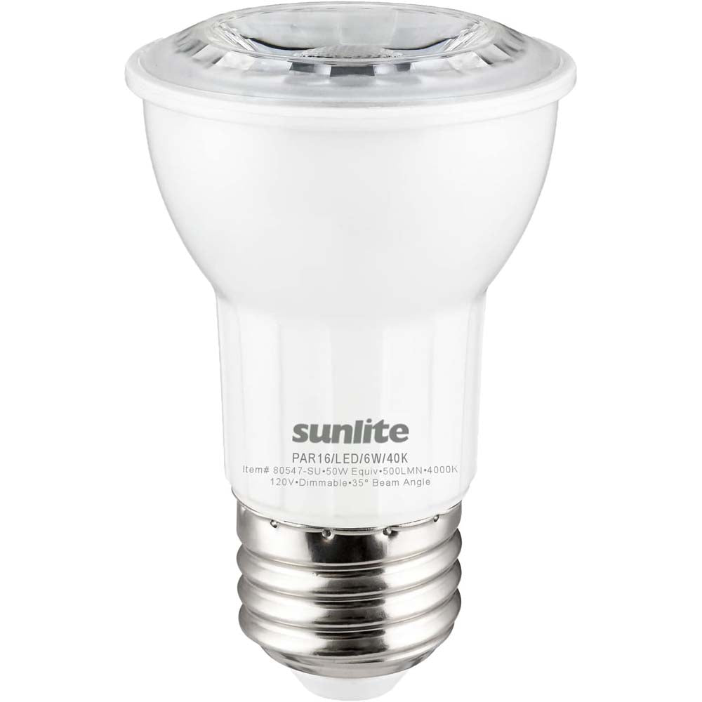 Sunlite 6w LED PAR16 Reflector E26 Base 4000K Floodlight Bulb - 50W Eq ...