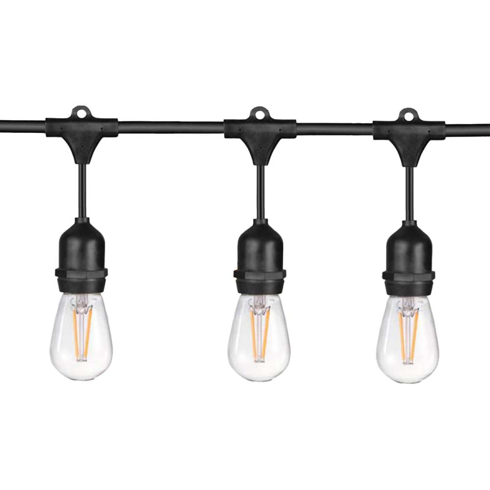Sunlite 48ft 22.5W LED S14 Waterproof 15 Sockets 2700K Outdoor String ...