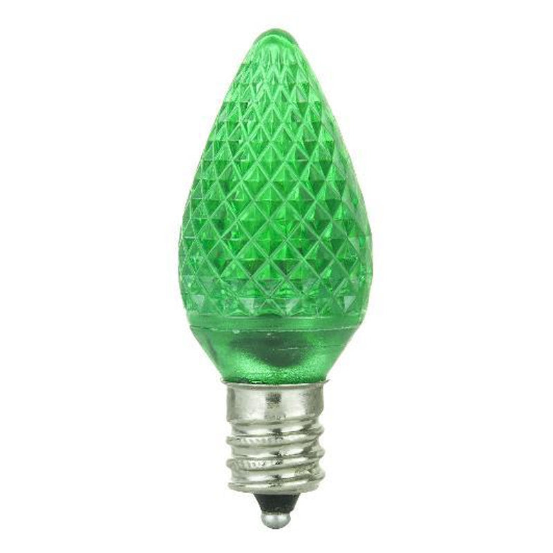 6Pk - SUNLITE 0.4W 120V C7 E12 Green 3LED Light Bulb