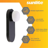 Sunlite 15w LED Knob Style Glass Wall Sconce Fixture 3000K Dimmable - 60w equiv - BulbAmerica
