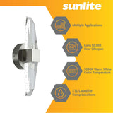 Sunlite 15w LED Crystal Shape Two Light Wall Sconce 3000K Dimmable - 60w equiv_1