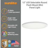 Sunlite 12-in 22w LED Round Mini Panel CCT Selectable Fixture - 150w equiv - BulbAmerica