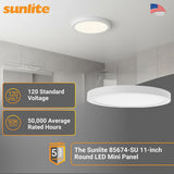 Sunlite 7-in 15w Ceiling Flush Mount LED Fixture CCT Tunable 1200Lm 120v - BulbAmerica