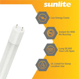 25Pk - Sunlite 17w LED T8 Light Tube 48-in G13 Base Frosted 4000K Ballast Bypass - BulbAmerica