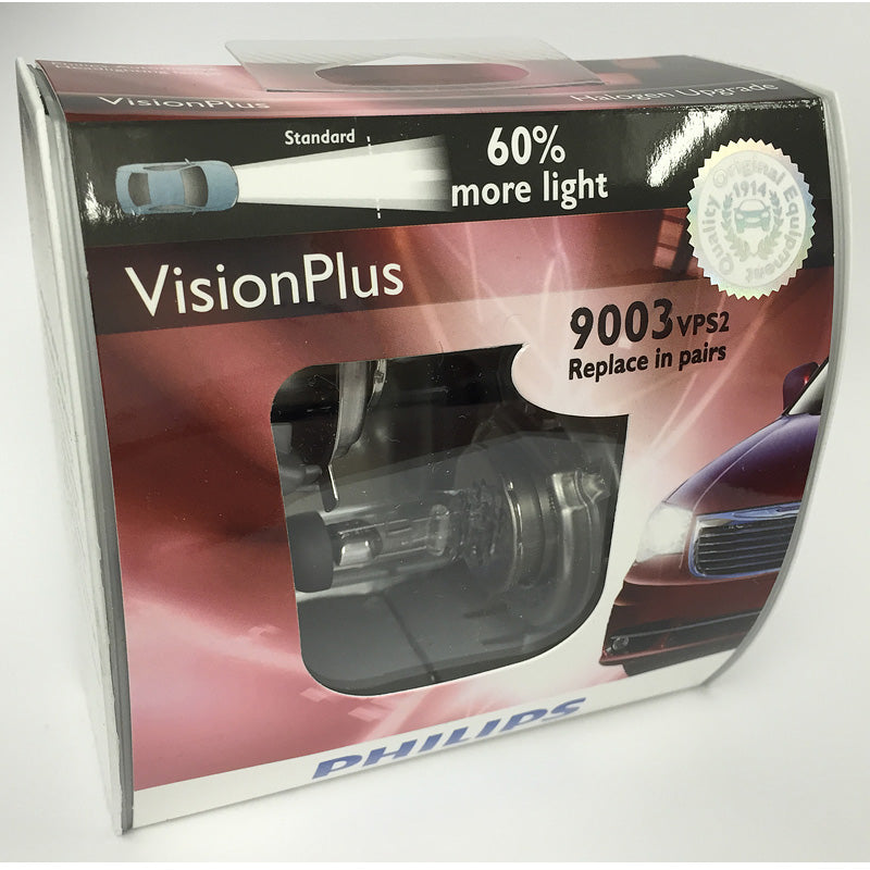 Philips 9003 HB2 H4 - Vision Plus Halogen Low and High Beam Headlight - 2 Pack