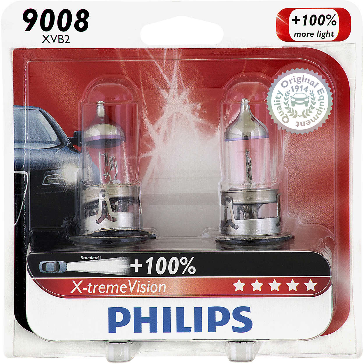 Philips Crystal Vision Platinum 9008 H13 60/55W Halogen Bulbs - 2 Pack - 3800K Warm White