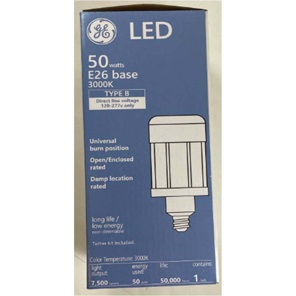 GE 50W LED 3000K 7500Lm ED23.5 E26 Base HID Replacement – BulbAmerica