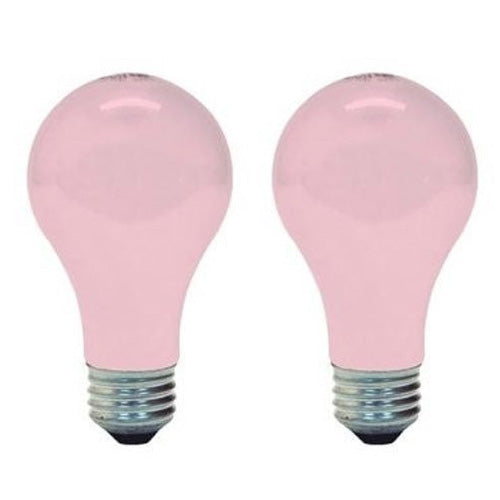 GE 97483 60W A19 Soft Pink tinted Incandescent light bulb - 2 bulbs