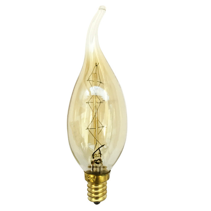 Antique 40W Vintage Candelabra Flame Tip Style Incandescent Light Bulb