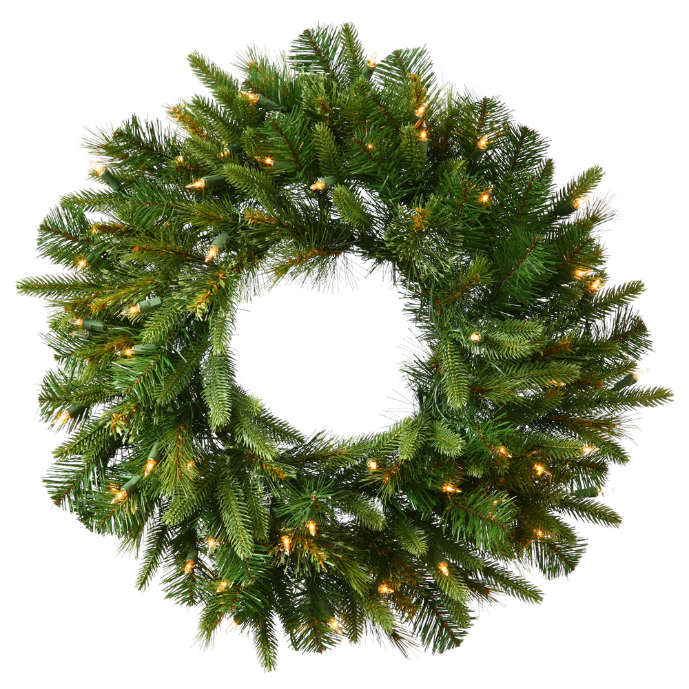 Vickerman 30in. Green 155 Tips Wreath 50 Clear Dura-Lit Lights