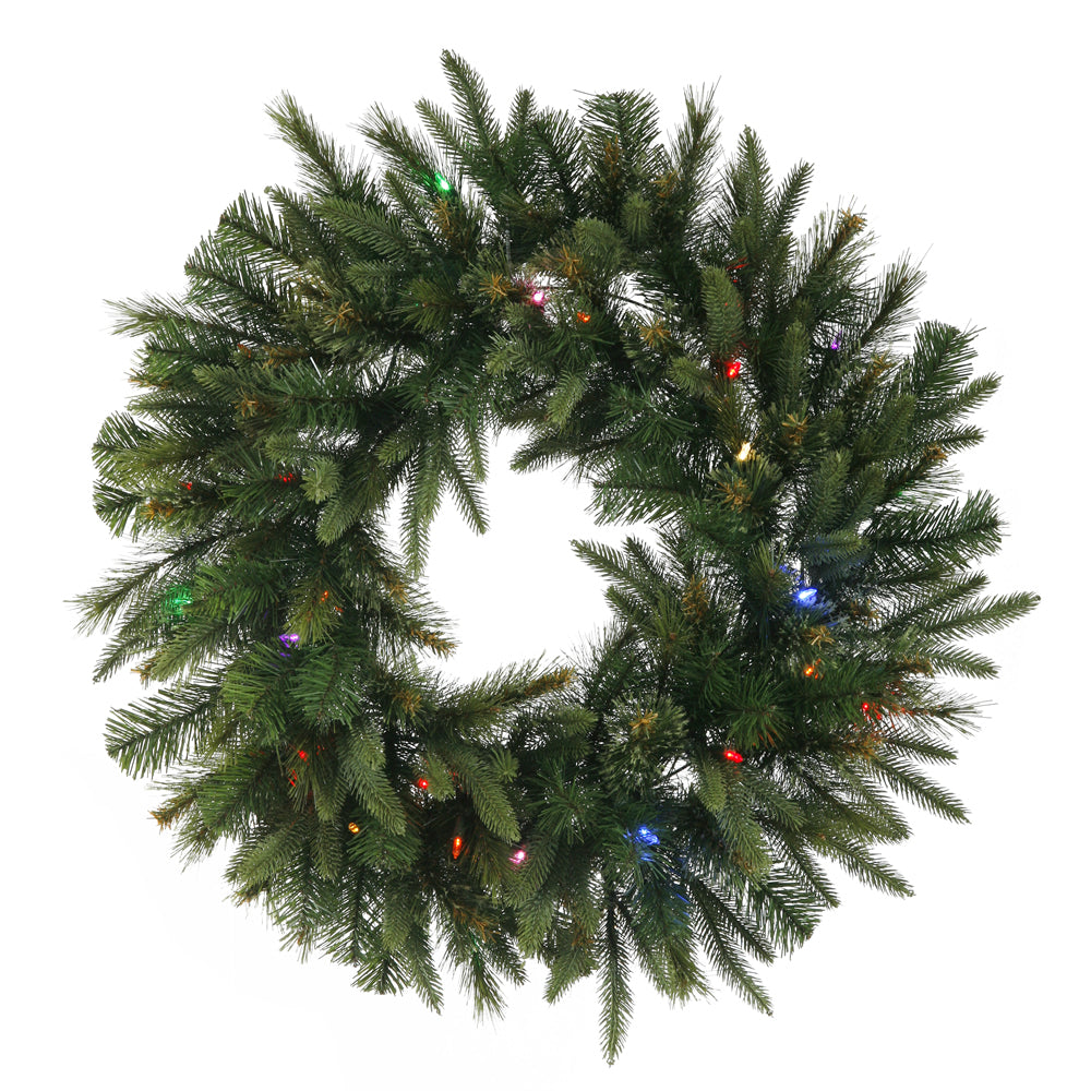 Vickerman 36in. Green 210 Tips Wreath 100 Multi-color Italian LED